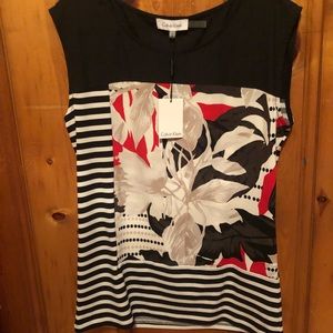 Calvin Klein blouse floral/striped 7
